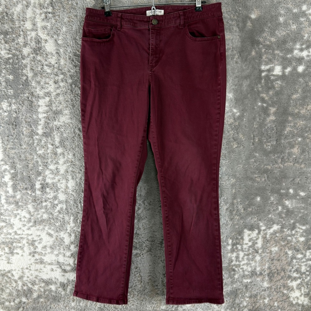 Coldwater Creek Petites Size 12p Natural Fit Straight Leg Denim Jeans Burgundy